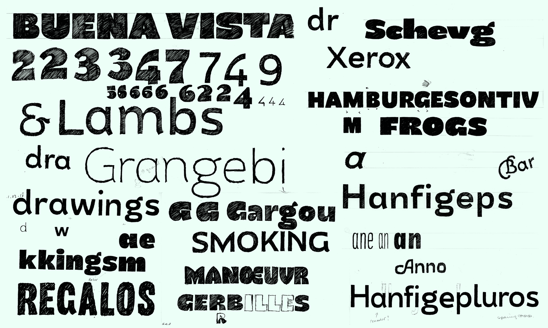 First sketches for the graduation project Model Typeface