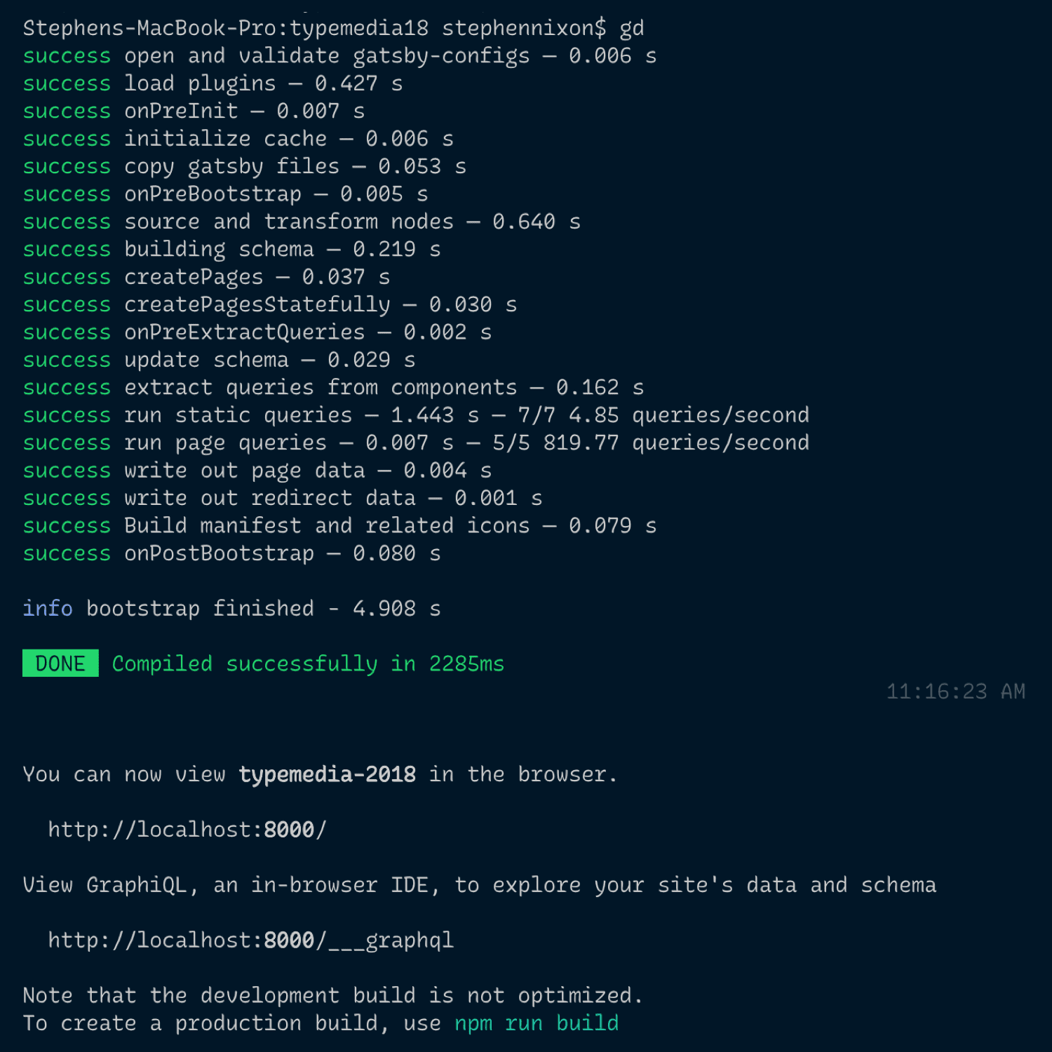 recursive mono casual in a command line of a gatsby development build